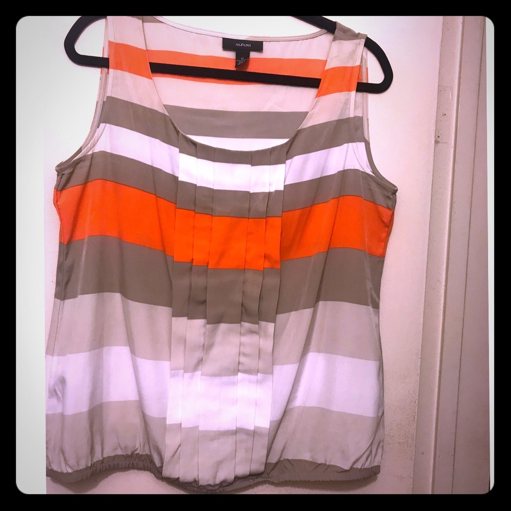 Alfani Pleated Bubble Tribal Striped Top